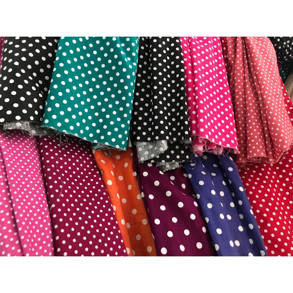 Kain Katun Meteran Motif Polkadot Kecil Warna