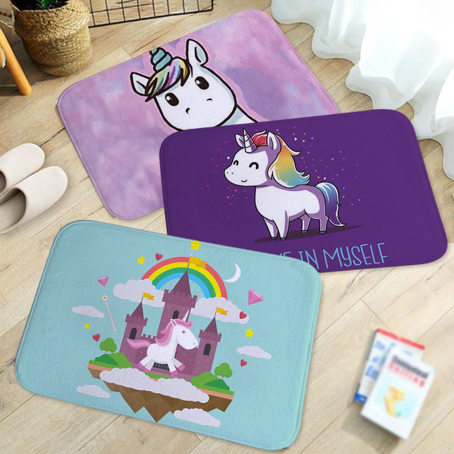 Keset Anti Slip Gambar Kartun Unicorn Menawan