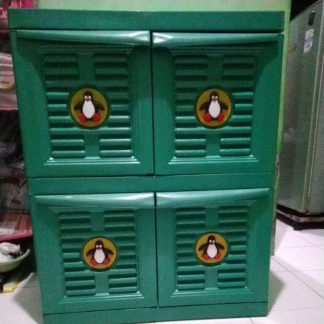Lemari Plastik 2 Susun Jumbo Gambar Pinguin Murah