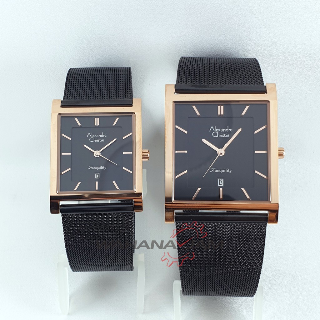 Alexandre Christie Couple AC 8629 LD MD / Jam Tangan Pria Wanita Pasangan Rantai Pasir Tipis Kotak