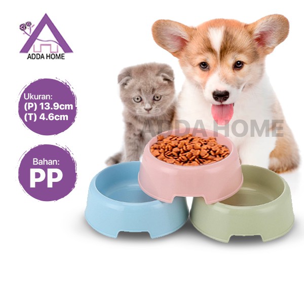 Adda Home - Tempat Makan Atau Minum Anjing Kucing Peliharaan Bentuk Bulat 13.9x4.6cm