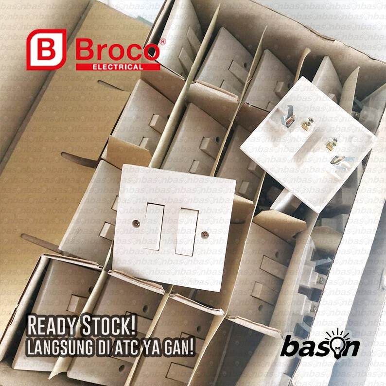 BROCO 6612 STD Double Switch 6A 250V Cream | Saklar 2 Gang 1 Way