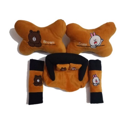 Bantal Mobil 3 in 1 Kartun Sandaran Car Set 3in1 bantalan kepala jok sarung seatbelt