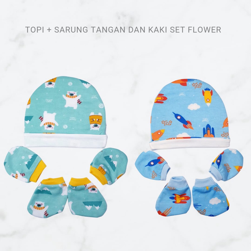 Topi SARUNG TANGAN DAN KAKI SET Flower