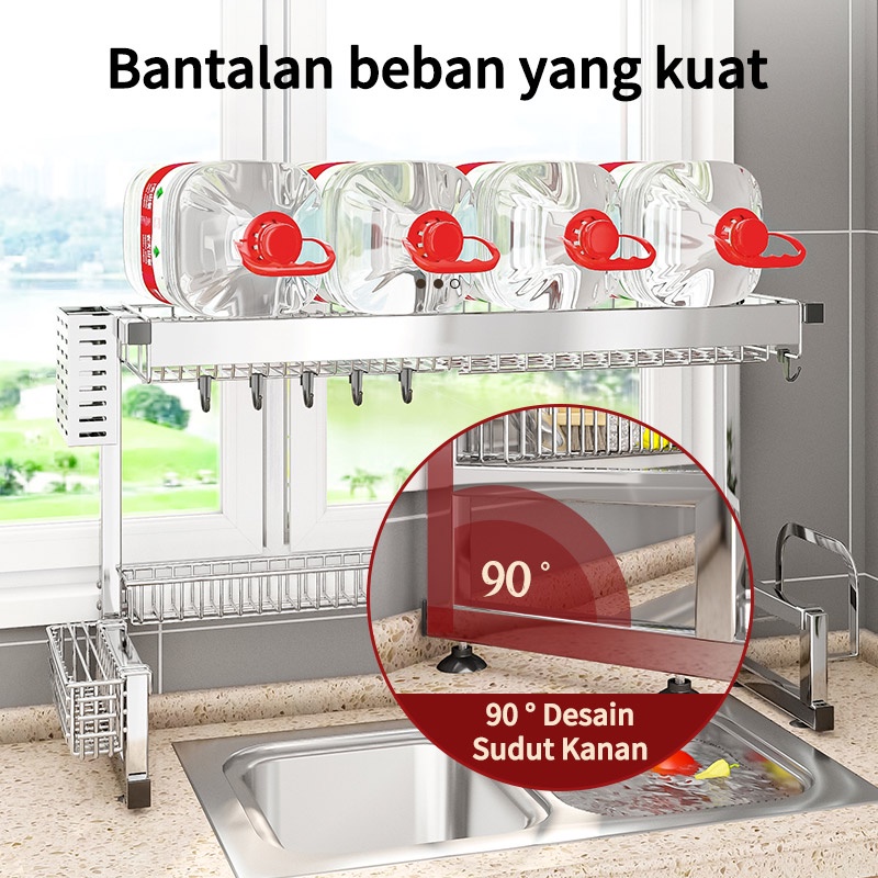 Rak Wastafel Dapur Multi-fungsi Rak Piring Rak Penyimpanan Rak Pembuangan