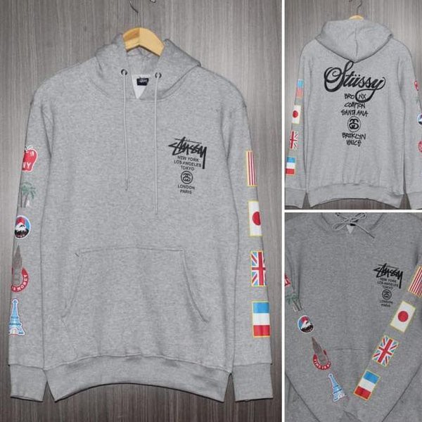 Hoody Stuusy / Sweater Stussy Motip Bendera Fleece Teball