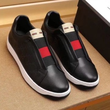 sepatu pria sneaker slip on gucc'i mirror quality shoes men cowok kets hitam branded New gg gc