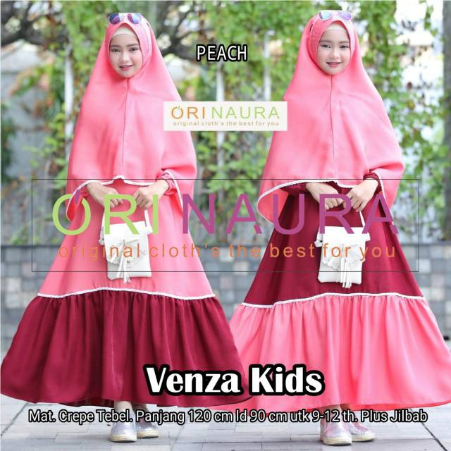 Fashion Wanita Gamis Anak Venza Kids Ori Naura Set Jilbab