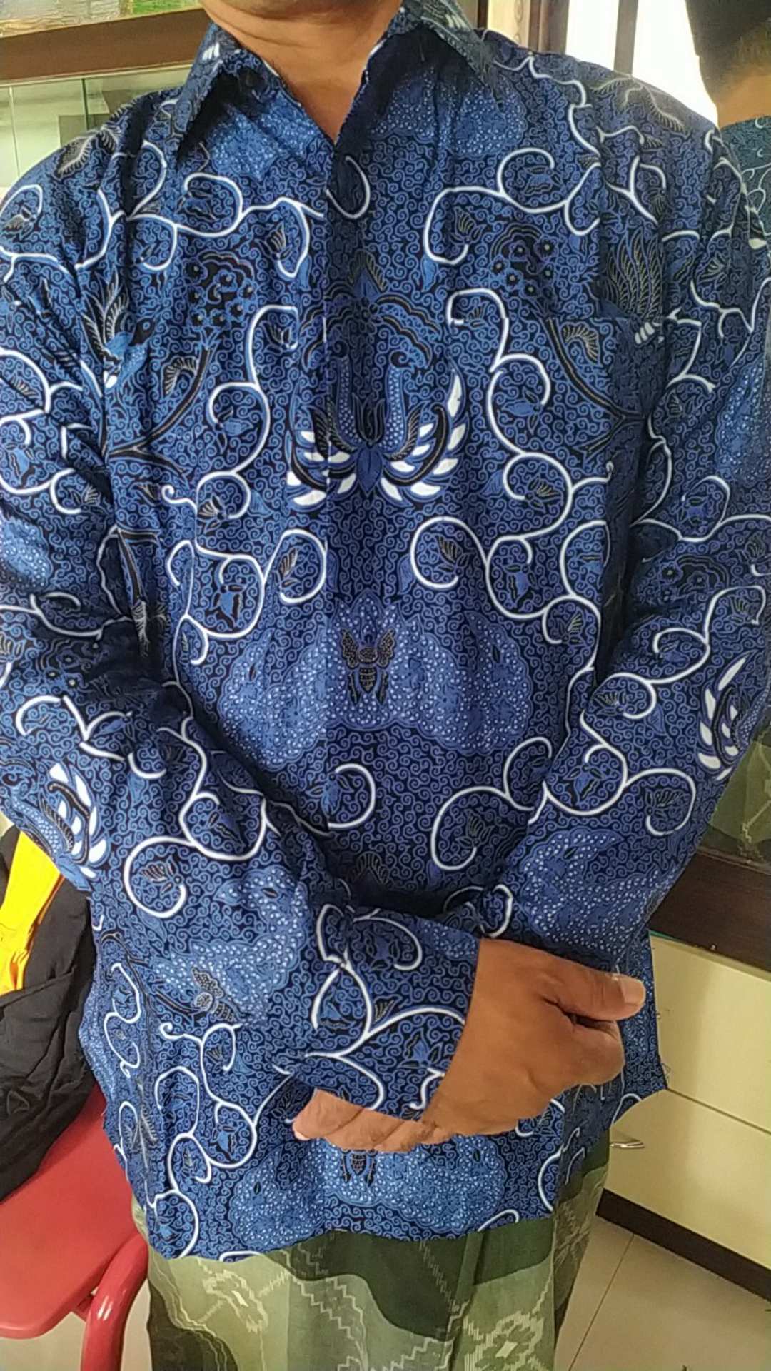 Rakabuming Biru Kemeja Batik Pria Katun Sragenan Full Furing