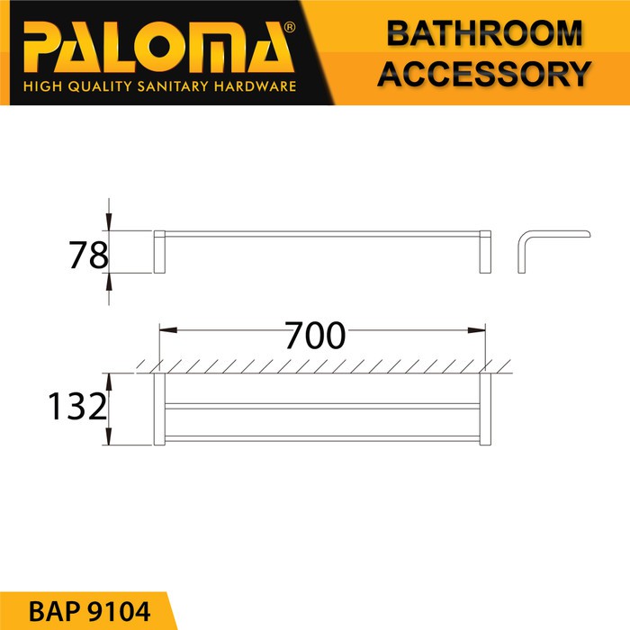 PALOMA BAP 9104 Rak Handuk Baju Gantungan Hanger Dinding Kamar Mandi