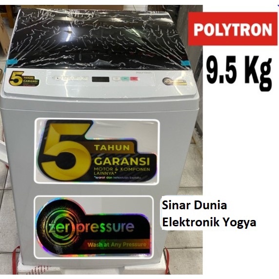 Polytron Mesin Cuci 1 Tabung 9,5Kg Belleza PAW 9527 Top Loading 9.5kg