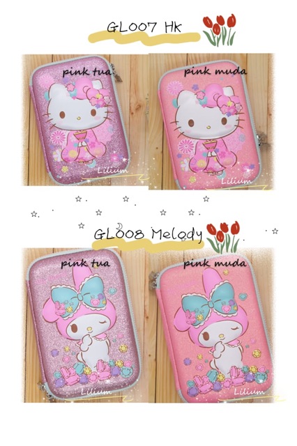 Kotak Pensil Hardcase Glitter Melody Hello Kitty Unicorn