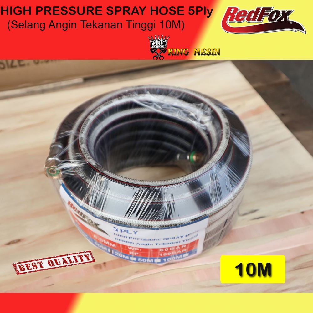 RedFox Selang Angin Kompresor 10 Meter High Pressure 5 Ply | Air Hose Selang Kompresor Tekanan Tingg