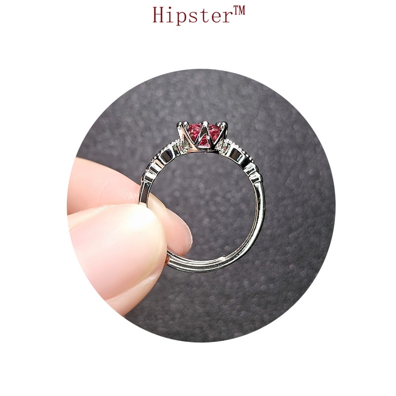 European and American Graceful and Fashionable Inlaid Ruby Adjustable Ring