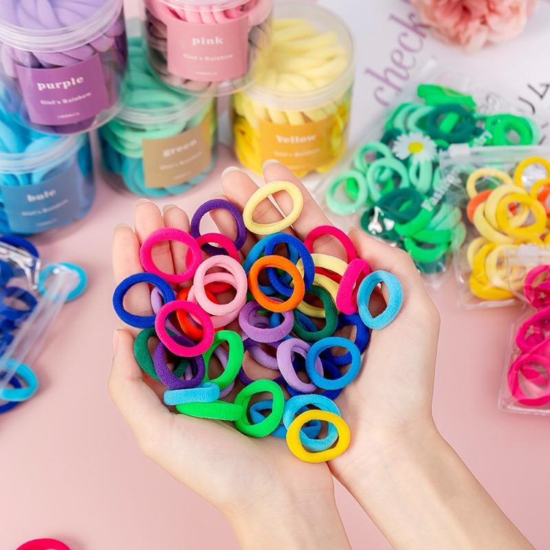 IKAT KARET RAMBUT DONUT / IKAT KARET RAMBUT KOREA isi 50 pcs pouch