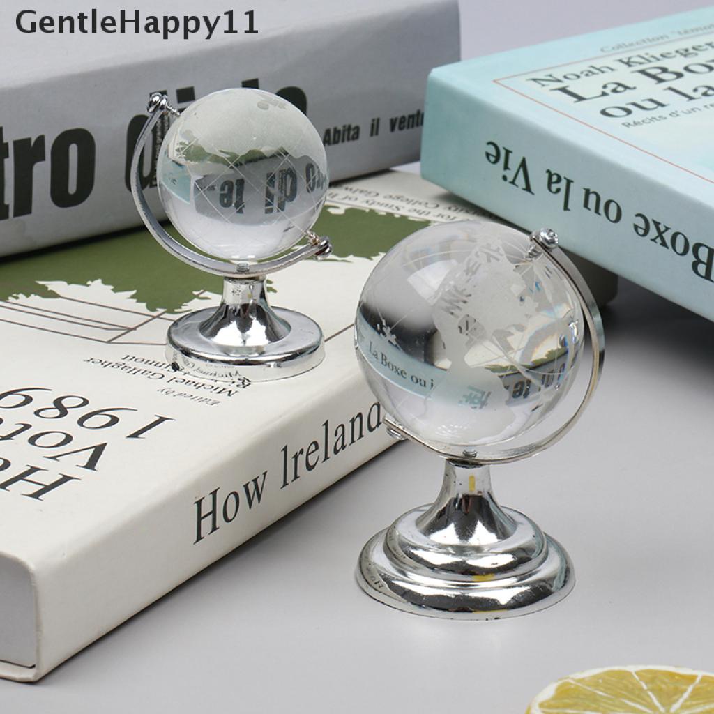 Gentlehappy Transparan Perak Berdiri Crystal World Globe Rumah Boneka Desktop Decor Mainan