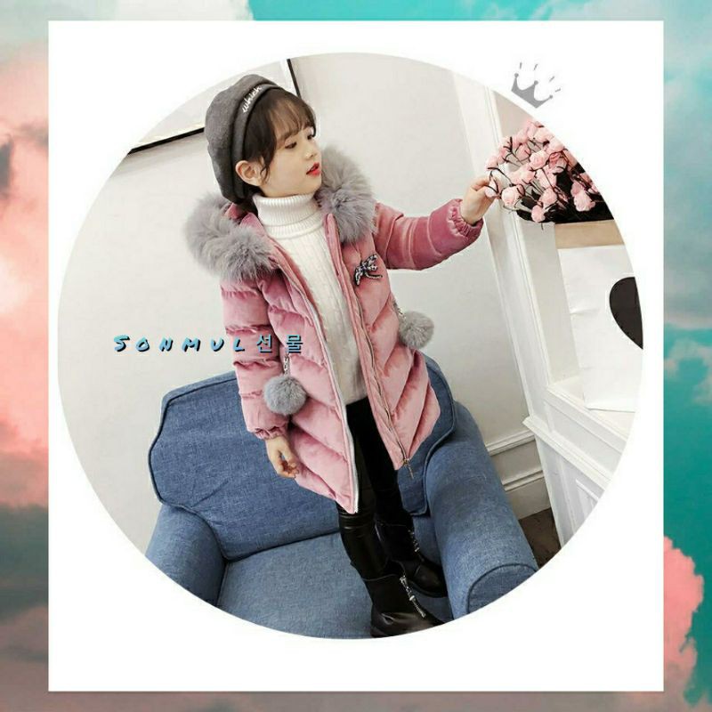 READY INDONESIA KIDS GIRL VELVET WINTER COAT IMPORT JAKET MANTEL MUSIM DINGIN ANAK PEREMPUAN