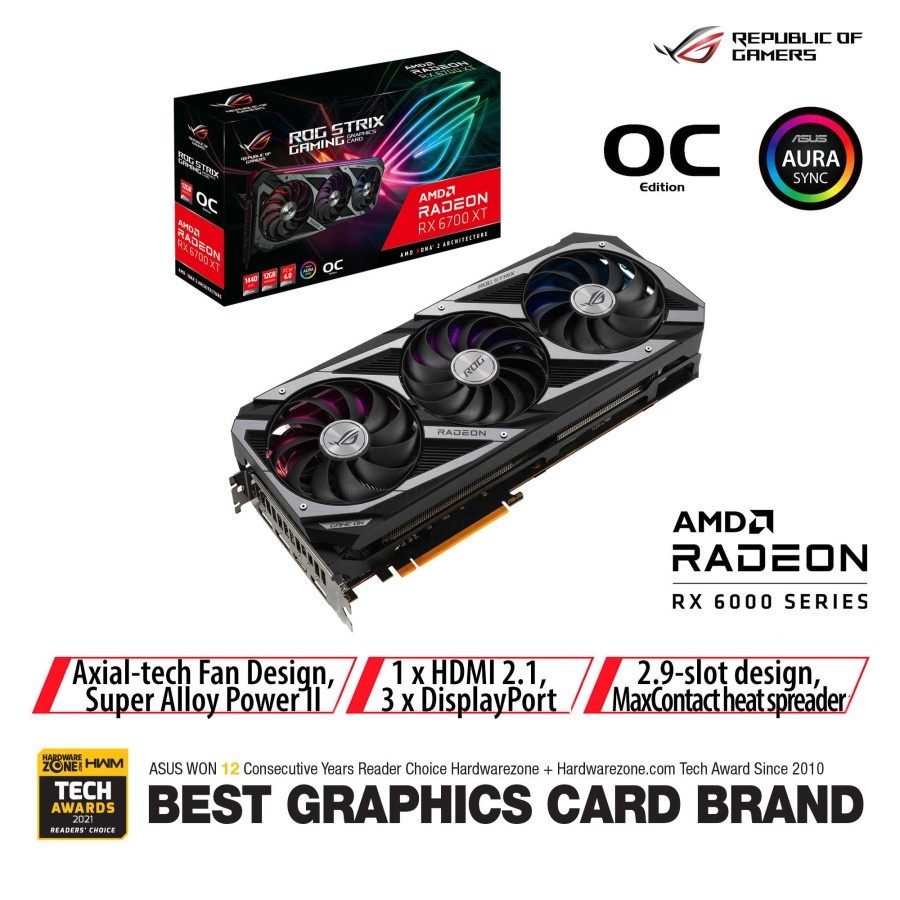 Vga Card ASUS ROG STRIX GAMING Radeon RX 6700 XT OC 12GB GDDR6