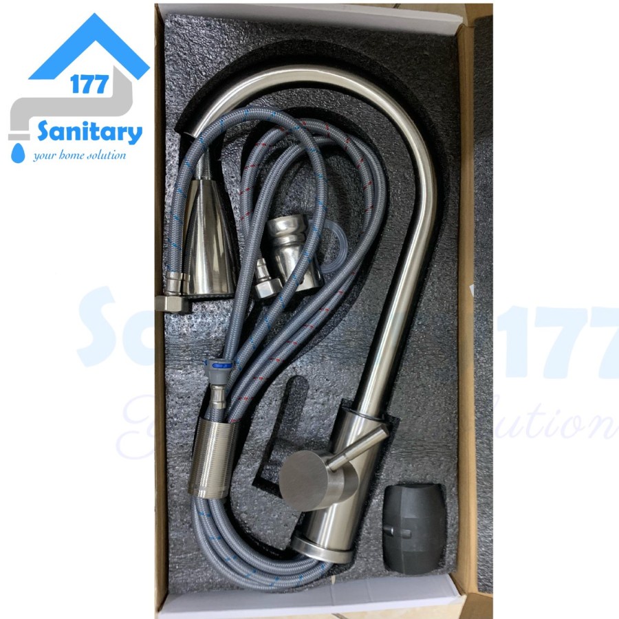 Kran Sink Tarik Panas Dingin Stainless 304 17ST - Keran air Dapur Cuci Piring Kitchen Mixer Hot Cold Stenlis