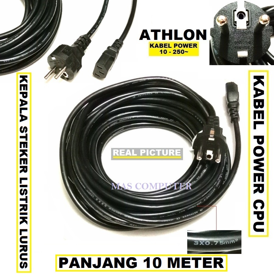 

KABEL POWER CPU 10 METER UKURAN 3x0.75mm 10 250A~ / KABEL POWER CPU SUPER