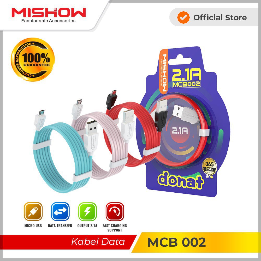 Kabel Data MISHOW - Kabel Charger MCB 002 DONAT Micro USB 2.1A Fashionable Accesories