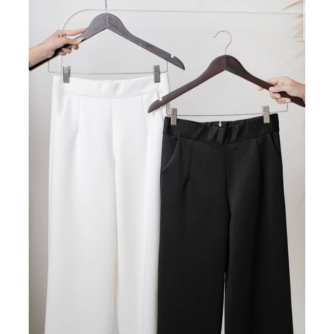 KULOT PANJANG POLOS SCUBA/KULOT SCUBA TEBAL HIGWAIST HITAM -PUTIH