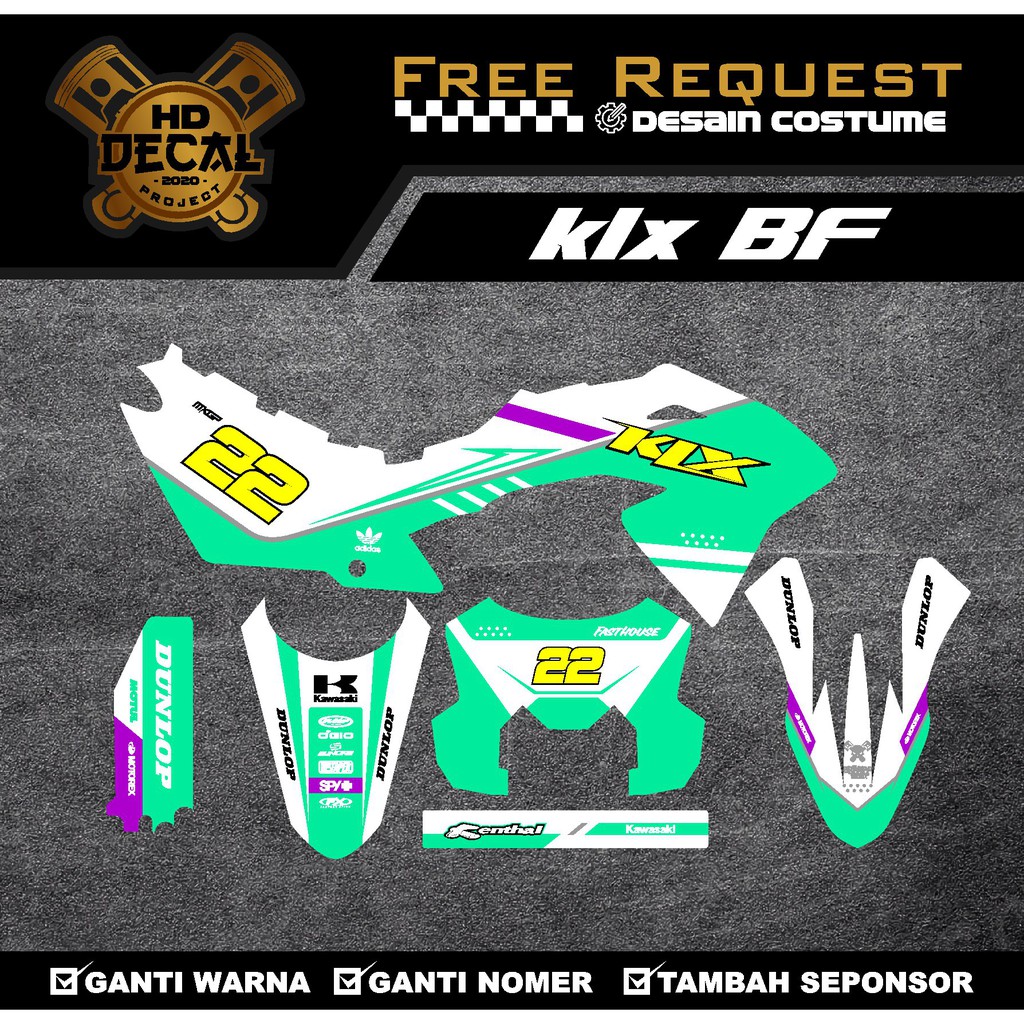 DECAL STIKER KLX BF/KLX DTRACKER/KLX LAMA FULL BODY DESAIN BEBAS