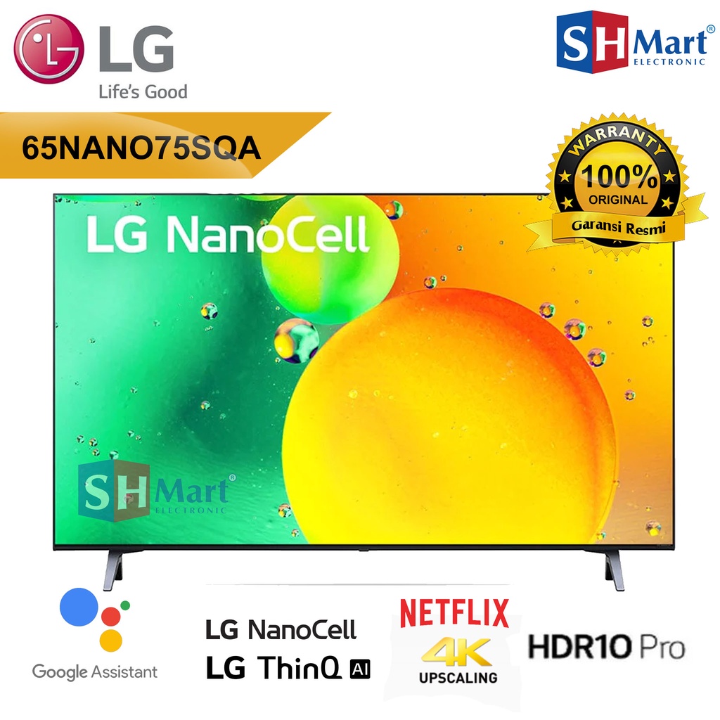 SMART TV LG 65 INCH 65NANO75 UHD 4K HDR NANO CELL TV 65NANO75SQA NEW 2022 GARANSI RESMI MEDAN