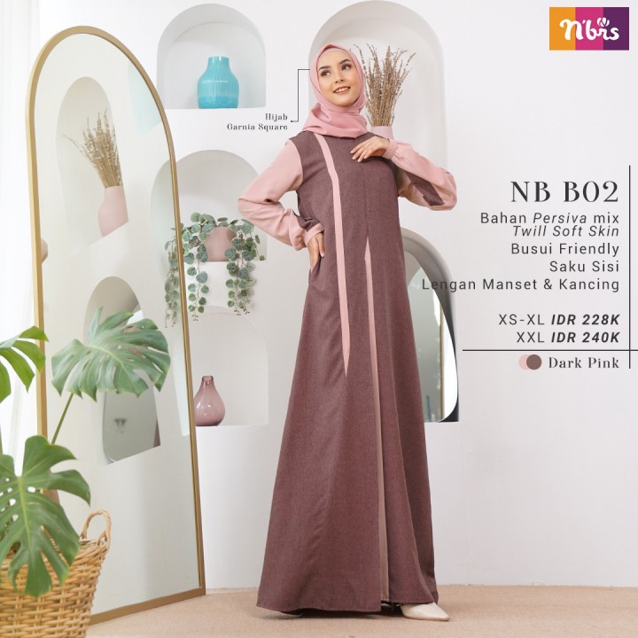 BAJU GAMIS MUSLIM NIBRAS TERBARU NB B02 DARK PINK BAJU GAMIS FRIENDLY BUSUI