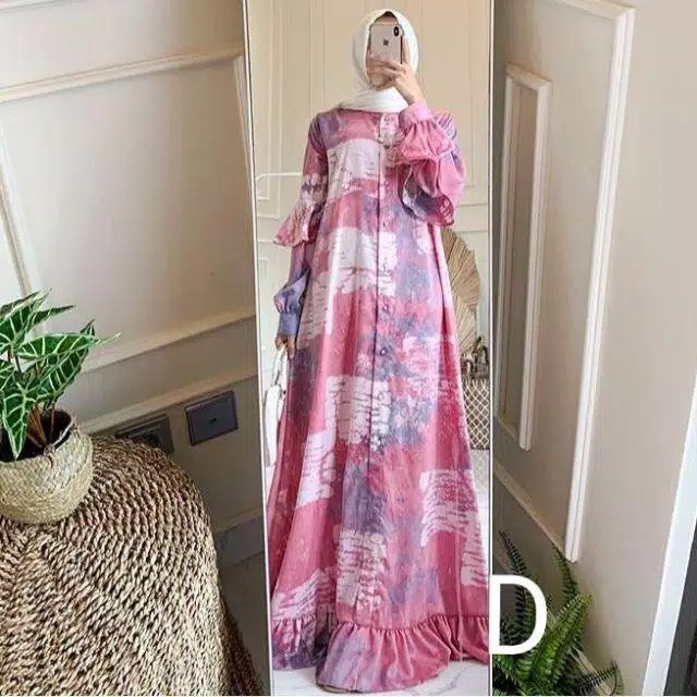 Gamis Wanita - Gamis Jumputan Palembang Gamis Kekinian Motif Tiedye