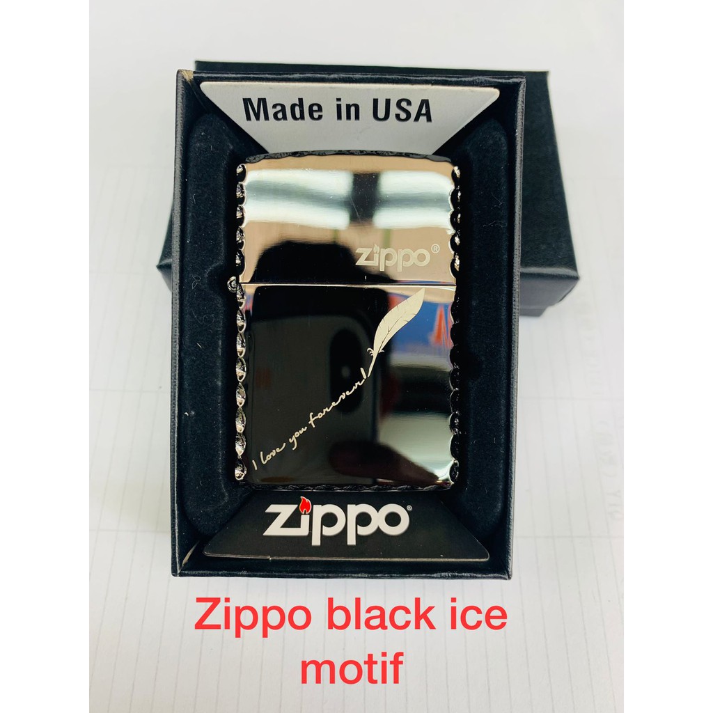 KOREK API ZIPPO BLACK ICE GRADE ORI MODEL MOTIF