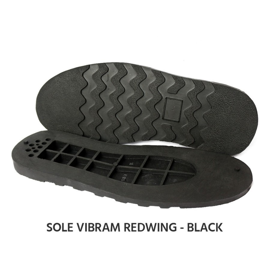 sol redwing caterpillar vibram hitam dan krem karet, sol potong Odrey