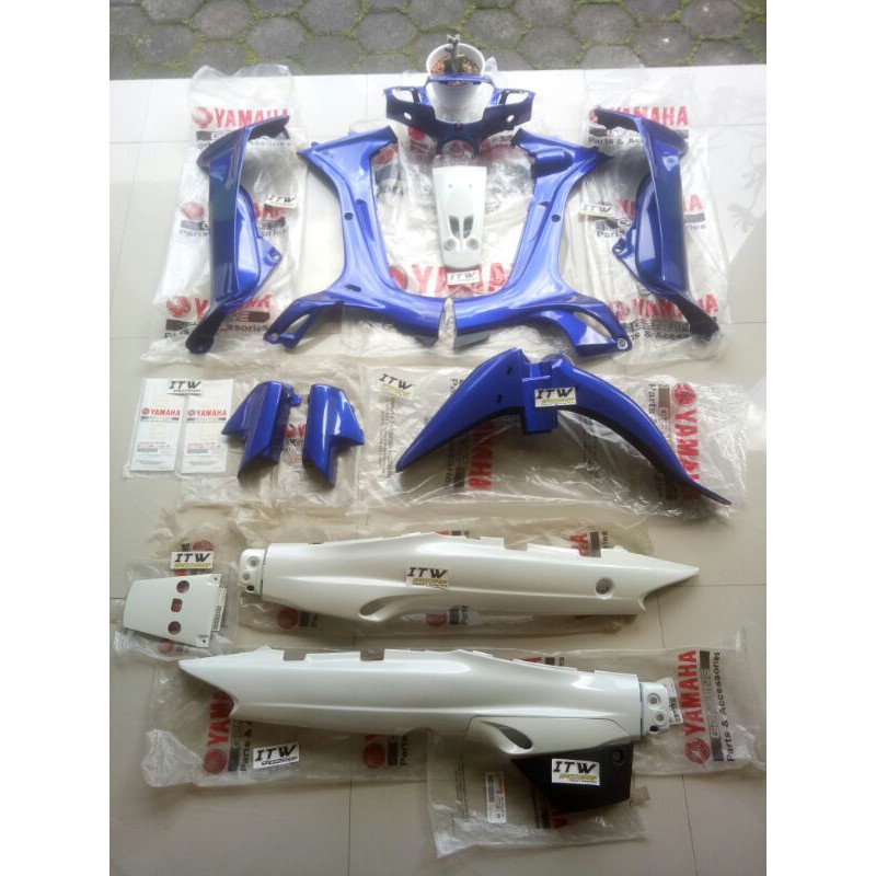 Cover Body Fullset Fulset Set Lengkap F1ZR FIZR Warna Biru Putih FullClutch 2003 2004 Original Yamah