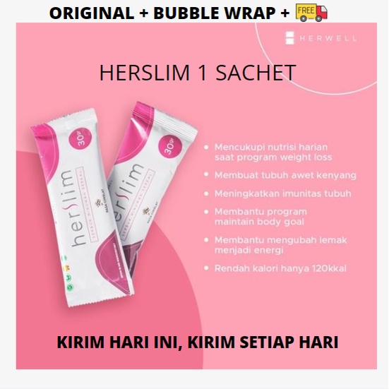 HERSLIM 1 SACHET - MEAL REPLACEMENT UNTUK DIET YANG KAYA NUTRISI RENDAH KALORI DAN LEMAK BPOM HALAL