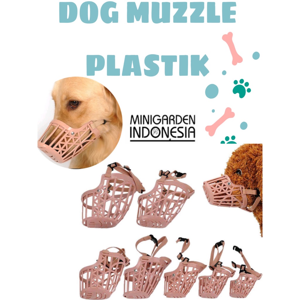 DOG MUZZLE PLASTIK PINK brongsong penutup mulut anjing anti bite gigit