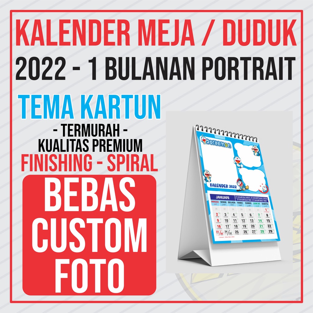 

KALENDER MEJA 2022 PORTRAIT - 1 BULANAN - MURAH BISA CUSTOM FOTO BEBAS