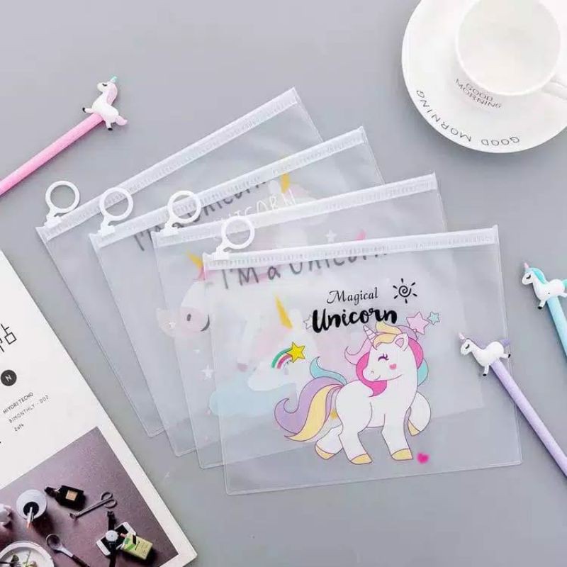 Dompet kosmetik Transparan motif Unicorn