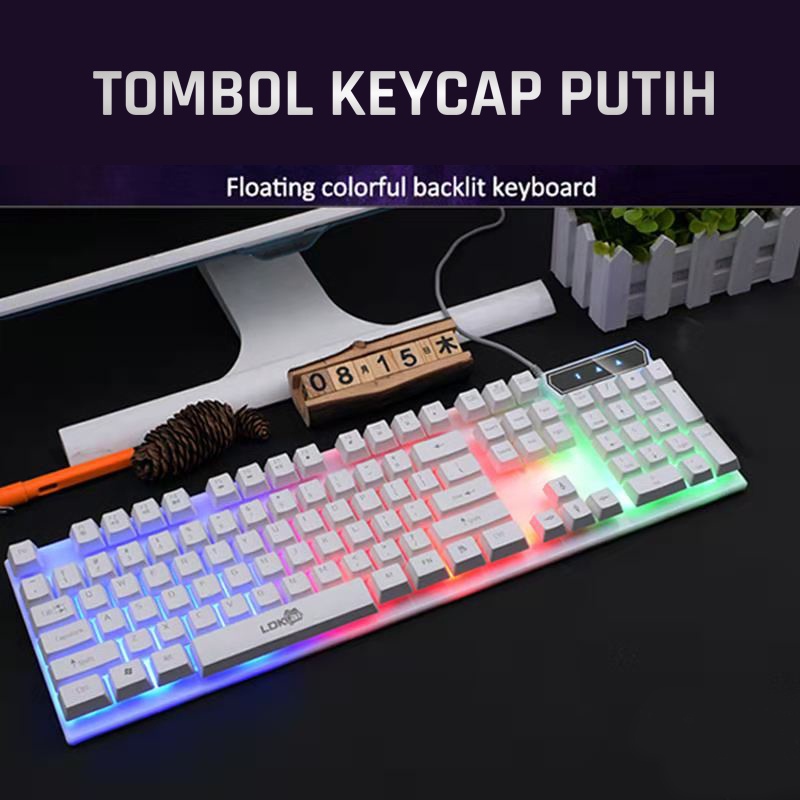 【COD】Viqoo Keyboard Dan Mouse LED Keyboard PC Komputer LDKAI 832 RGB Mechanical Gaming Dengan Kabel - G14