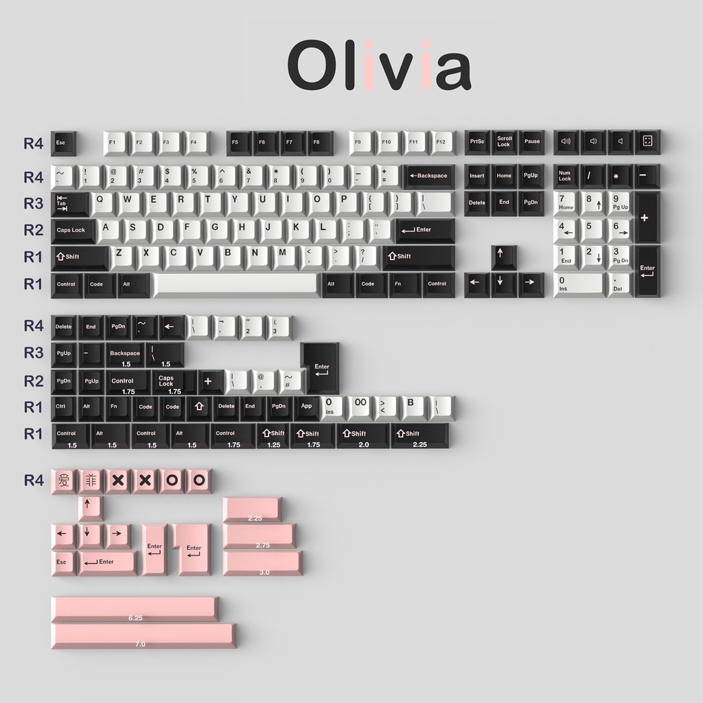 Keycap 173 Tombol Shot Cherry Profile Olivia Bahan ABS Untuk Keyboard Gaming Mekanik