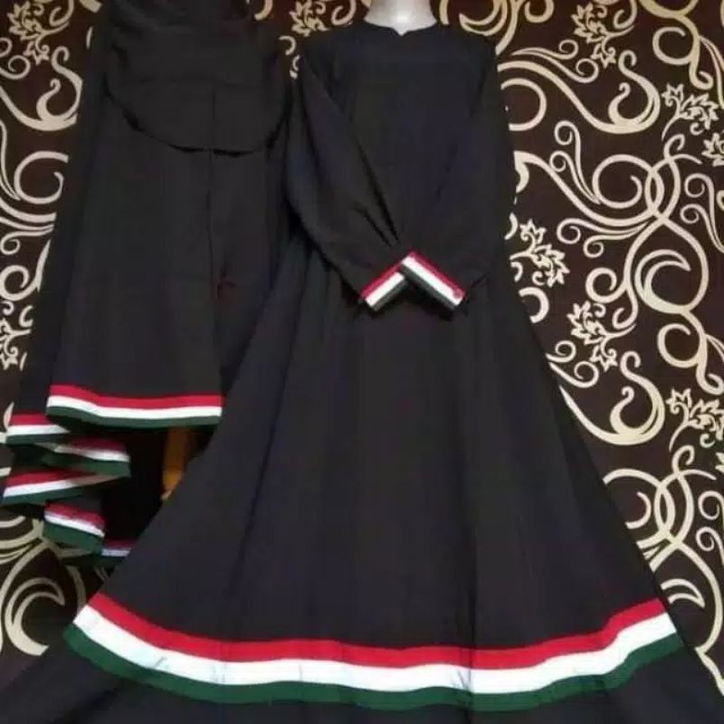 GAMIS SET PALESTINA HIJAB INSTAN(bonus cadar)