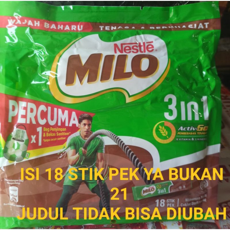 

Milo 3 in 1 asli Malaysia ISI 18 SACHET