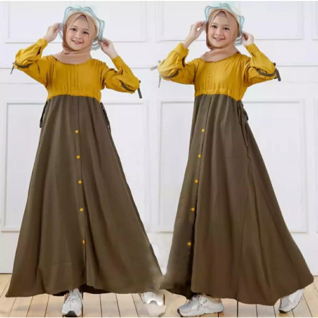 FenishaStore GAMIS ANAK TANGGUNG MAXI ZAINA KIDS USIA 12-14 TAHUN