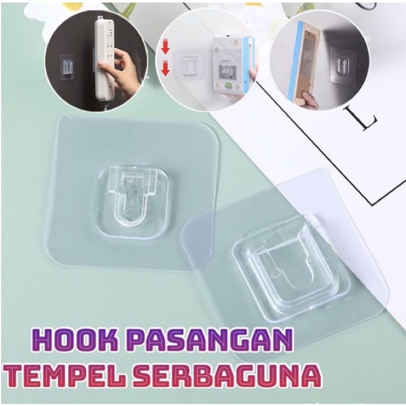 MATAHARI [1Set] Gantungan Tempel Socket Hook Gantung Pasangan Plus Minus Kualitas Premium Double Tape Nano