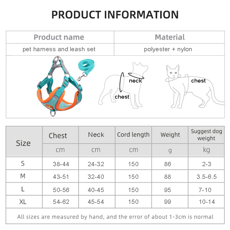 Rompi Harness Reflektif Dengan Tali Tuntun Adjustable Untuk Anjing / Kucing