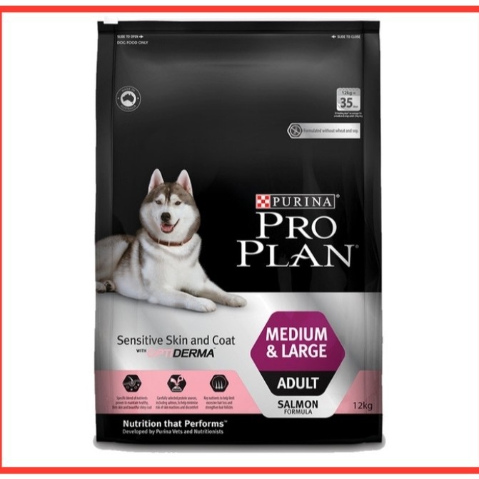 PRO PLAN SENSITIVE SKIN COAT MEDIUM LARGE ADULT 12KG SALMON (EKSPEDISI) MEDIUM LARGE ADULT SALMON