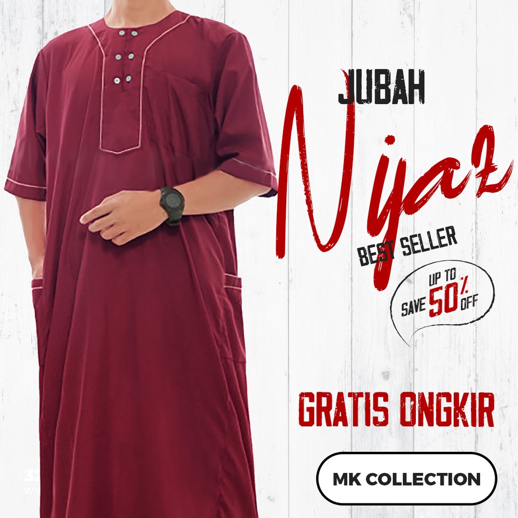 Baju Gamis Jubah Pria Muslim Laki Laki Dewasa Kasual Bahan Katun Premium Elzatta Terbaru Lengan Pend