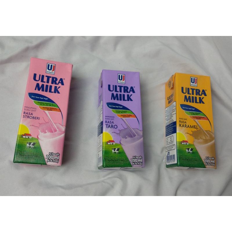 

Susu Ultra Milk 200ml Full cream/Taro/Coklat/Karamel Eceran