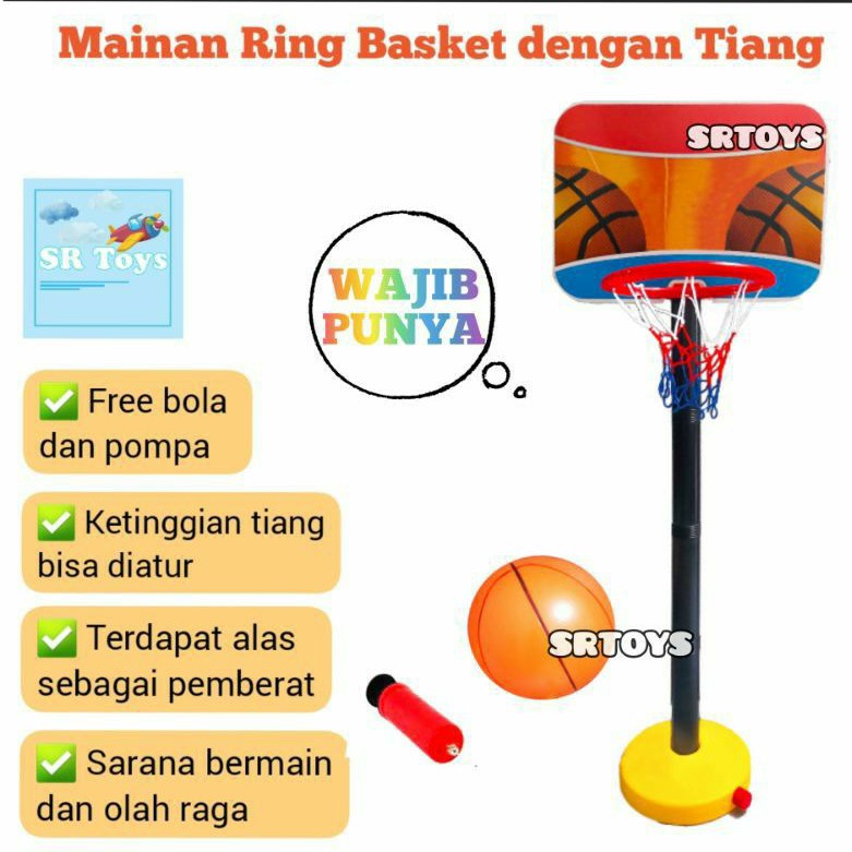 Ring Basket Mainan Basketball Tiang Basket Anak-Anak