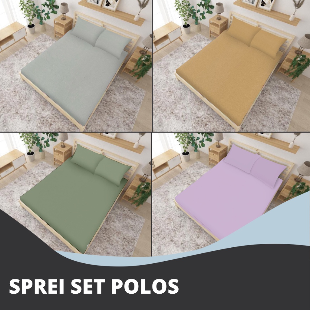 Sprei Set Polos Sandy Collection Ukuran Single (90 / 100 / 140) Banyak Warna