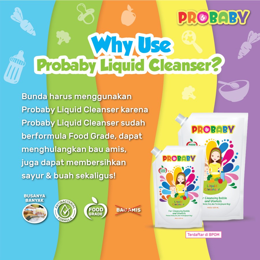 Probaby Liquid Cleaner Bottle And Utensils Baby REFILL 700 ML free 450 ML